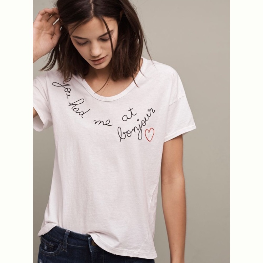 Anthro SUNDRY You Had Me At Bonjour Tee